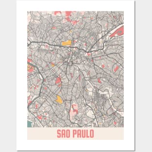 Sao Paulo - Brazil Chalk City Map Posters and Art